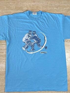 Vintage And1 Sky Blue Basketball Graphic Short Sleeve Tee Made in USA